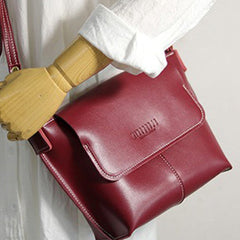 Cute Red LEATHER Side Bag Handmade WOMEN Black Crossbody BAG Phone Purse FOR WOMEN