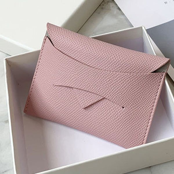 Cute Women Pink Vegan Leather Slim Card Holder Card Wallets Slim Change Wallet Credit Card Holder For Women
