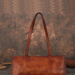 Handmade Brown Leather Womens Vintage Baguette Bag Best Baguette Shoulder Bag Crossbody Purses for Ladies