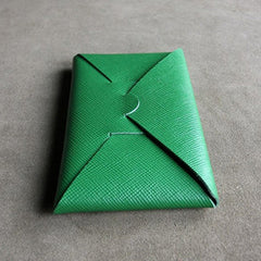 Cute Womens Green Leather Envelope Wallet Slim Clutch Purse Checkbook Long Wallet for Women