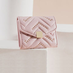 Cute Womens Pink Leather Small Wallet with Rivets Slim Billfold Small Wallet For Women