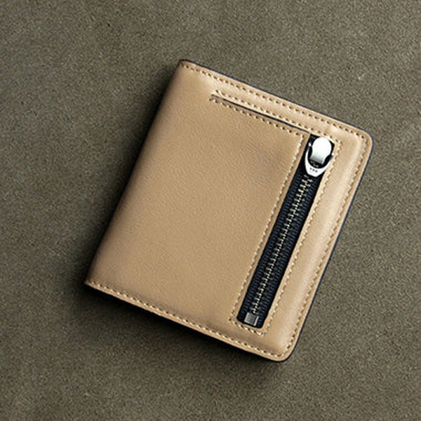 Cute Women Camel Leather Small Bifold Wallet Billfold Wallet with Coin Pocket For Women