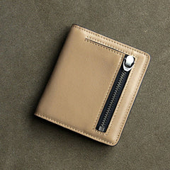 Cute Women Camel Leather Small Bifold Wallet Billfold Wallet with Coin Pocket For Women