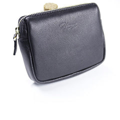 Cute Women Black Leather Mini Zip Billfold Wallet Coin Wallet Small Zip Change Wallets For Women