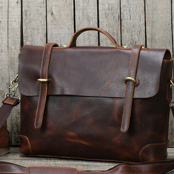 Mens Leather Briefcases Shouler Laotop Bag Leather Briefcase Workbag for Men