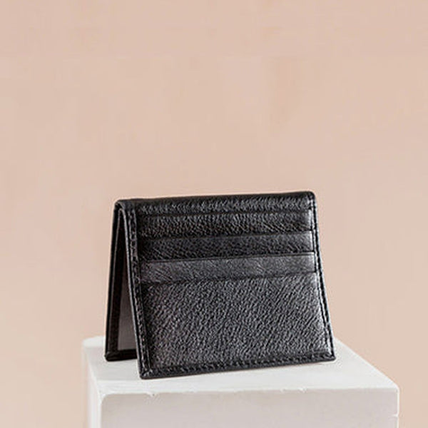 Slim Women Black Leather Card Holder Small Card Wallet Card Holder Credit Card Holder For Women