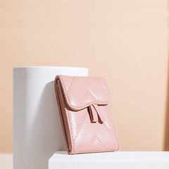 Small Women Pink Leather Card Holder Small Card Wallet Sheepskin Card Holder Credit Card Holder For Women