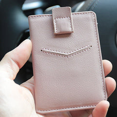 Slim Women Pink Vertical Leather Card Wallet Minimalist Card Holder Wallet For Women