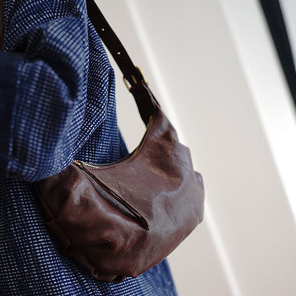 Cute Coffee Leather Baguette Bag Women Baguette Shoulder Bag for Women