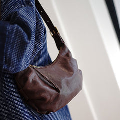 Cute Coffee Leather Baguette Bag Women Baguette Shoulder Bag for Women