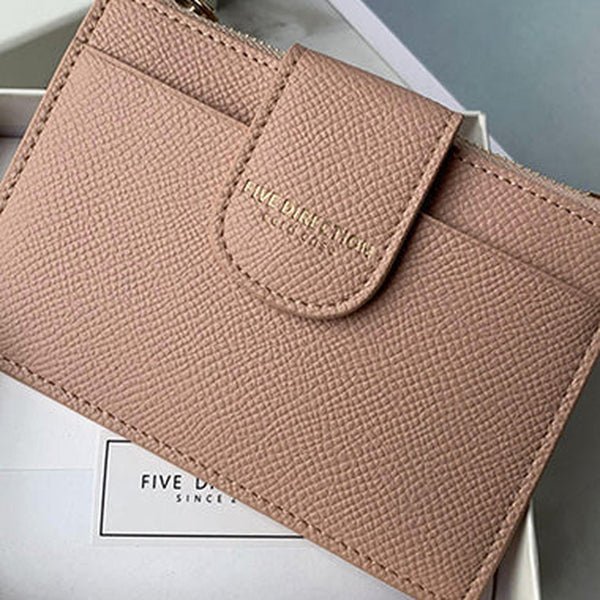 Cute Women Skin Pink Vegan Leather Slim Card Wallet Card Holder Wallet Change Wallet For Women