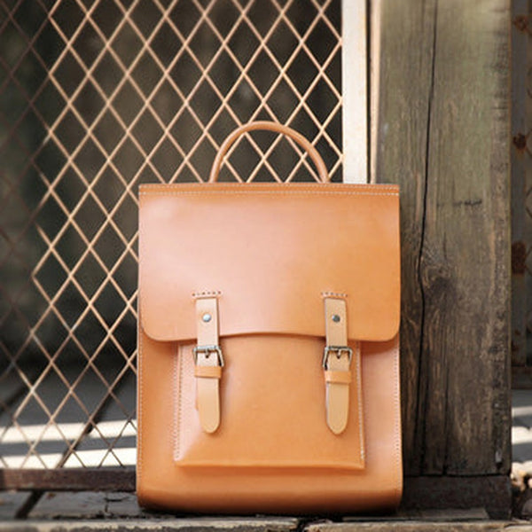 Best Handmade Beige Leather Womens Backpack Beige Womens Satchel School Backpack