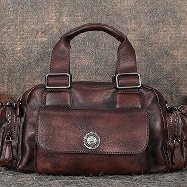Handmade Coffee Leather Womens Vintage Handbag Best Shoulder Bag Vintage Crossbody Purses for Ladies