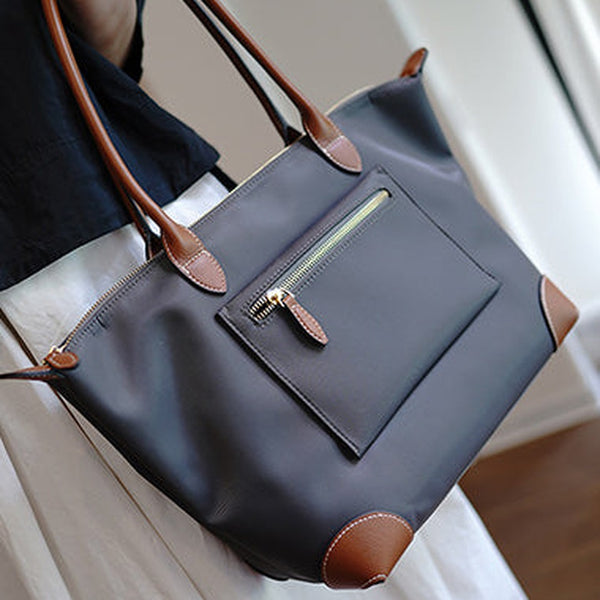 Gray Womens Nylon Handbag Womens Nylon Shoulder Handbag Nylon Onthego Purse for Ladies