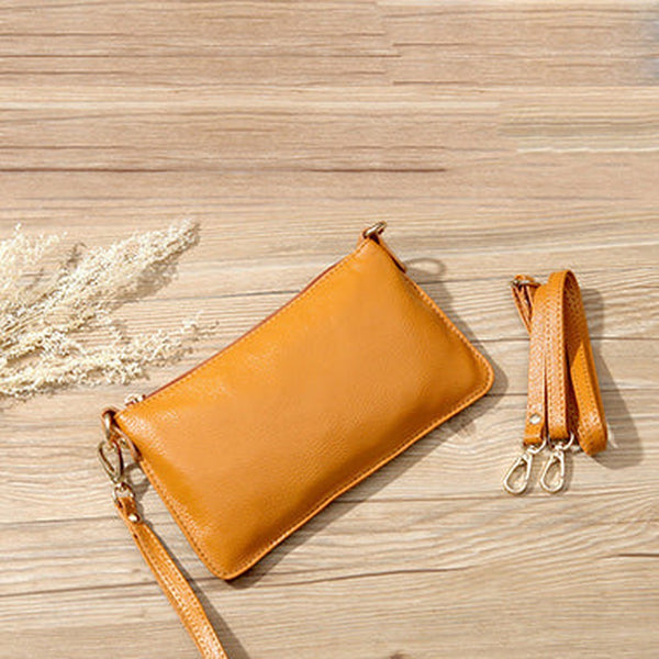 Tan Leather Wristlet Wallet Womens Small Minimalist Shoulder Purse Zip Crossbody Purse Slim Shoulder Bag for Women