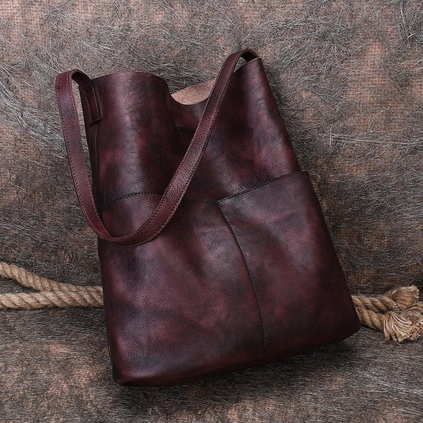 Womens Leather Tote Bags Vertical Womens Handbag Shopper Bag Purse for Ladies