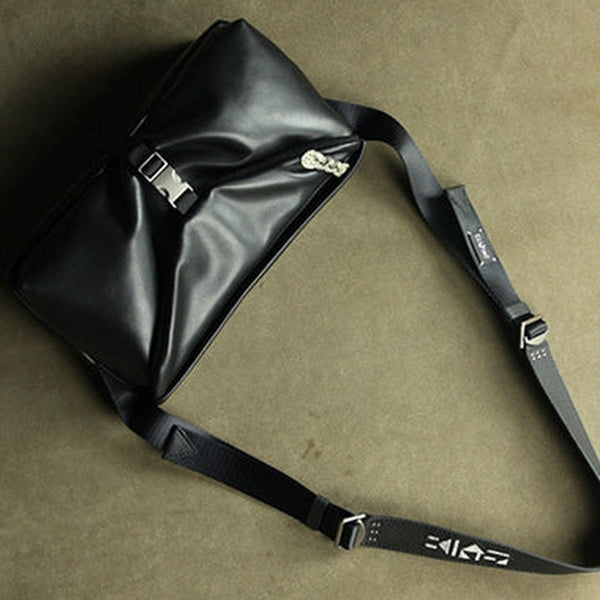 Stylish Men Black Leather Shoulder Purse Side Bag Leather Messenger Bag for Men