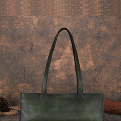 Handmade Green Leather Womens Vintage Baguette Bag Best Baguette Shoulder Bag Crossbody Purses for Ladies