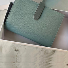 Minimalist Women Green Vegan Leather Slim Card Wallet Billfold Passport Wallet Slim Travel Wallet For Women