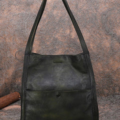 Best Green Leather Womens Square Totes Handbag Handmade Vintage Tote Shoulder Purse for Ladies