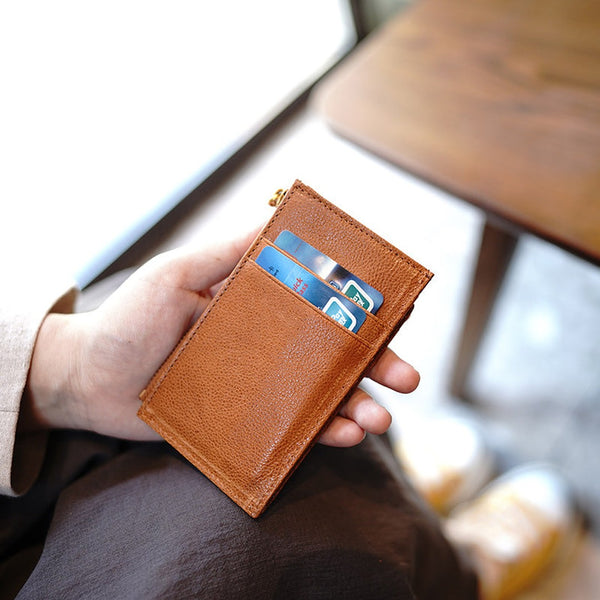 Womens Black Coffee Leather Card Holders Wallet Vertical Slim Billfold Wallet Card Holders for Ladies