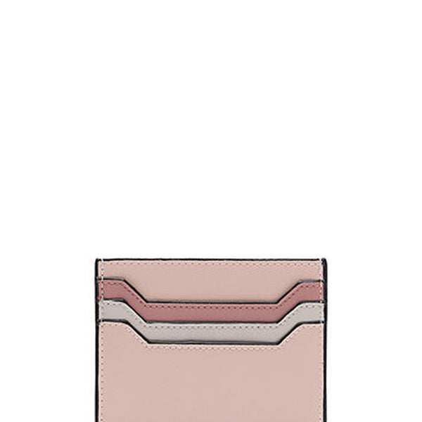 Cute Women Light Pink Leather Card Holder Contrast Color Card Wallet Card Holder Credit Card Holder For Women