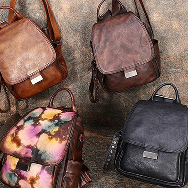 Handmade Convertible Leather Backpacks Womens Best Leather Shoulder Purse School Rucksack