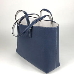 Womens Navy Leather Shoulder Tote Bags Best Tote Handbag Shopper Bags Purse for Ladies