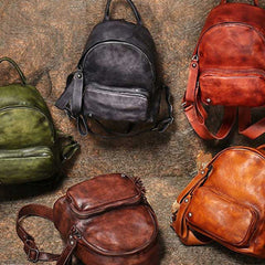 Classic Leather Rucksack Womens Compact Leather Backpack Ladies Backpack Purses