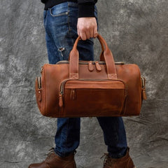Vintage Leather Duffle Bag for Men 16L Mens Leather Weekend Bag Large Leather Duffle Bag