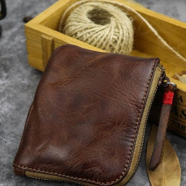 Dark Brown Leather Wallet Mens Zip Around Small Leather Zip Wallet Mens Wallets That Zip