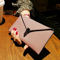 Cute Womens Pink Leather Envelope Wallet Slim Clutch Purse Checkbook Long Wallet for Women