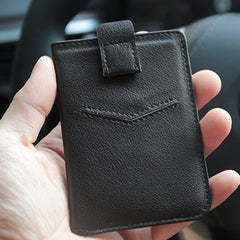 Slim Women Coffee Vertical Leather Card Wallet Minimalist Card Holder Wallet For Women
