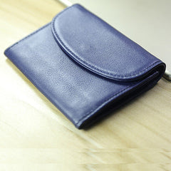 Women Navy Leather Mini Billfold Wallet Cute Coin Wallets Slim Change Wallets For Women