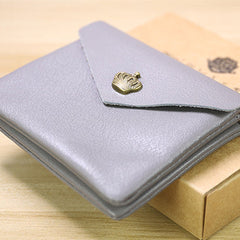 Cute Women Crown Gray Leather Mini Billfold Wallet Coin Wallets Slim Change Wallets For Women