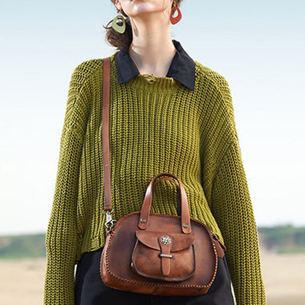 Best Brown Leather Womens Vintage Handbag Handmade Crossbody Purse for Ladies