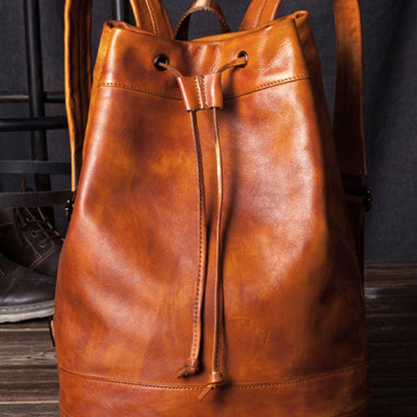 Handmade Leather satchel bag backpack women bag men shoulder bag brown