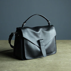 Cute Black Leather Womens Satchel Handbag Satchel Shoulder Bag Mini Satchel Bag for Women