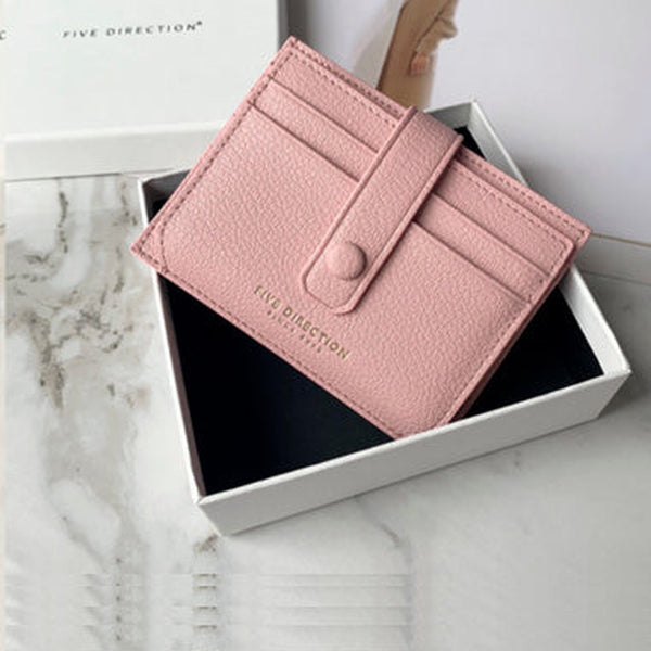 Cute Women Pink Vegan Leather Small Card Holder Card Wallets Slim Card Holders Credit Card Holder For Women