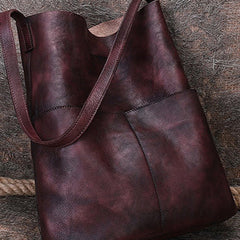 Womens Leather Tote Bags Vertical Womens Coffee Handbag Shopper Bag Purse for Ladies