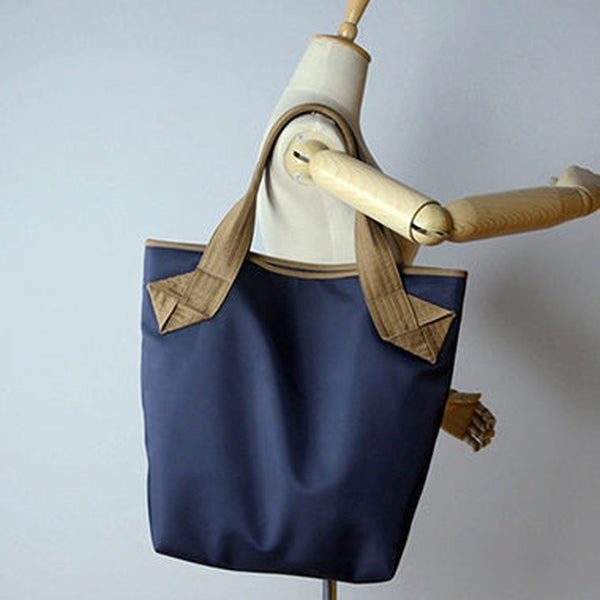 Womens Navy Nylon Shoulder Tote Bags Best Blue Nylon Tote Handbag Shopper Bags Purse for Ladies