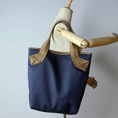 Womens Navy Nylon Shoulder Tote Bags Best Blue Nylon Tote Handbag Shopper Bags Purse for Ladies