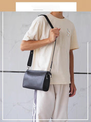 Mens Black Leather Crossbody Bag