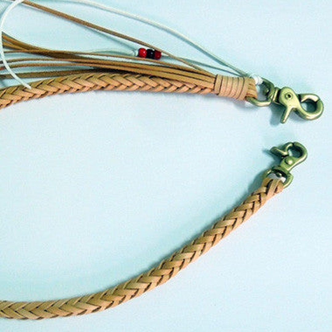 Handmade natural Italian leather braided 8pc Chain with Clip for wallet/purse/clutch