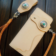 Handmade leather chain biker wallet bifold trucker wallet Chain Long wallet for men