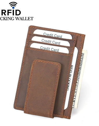 Leather Mens Wallet Cool Slim Front Pocket Wallet Money Clip for Men