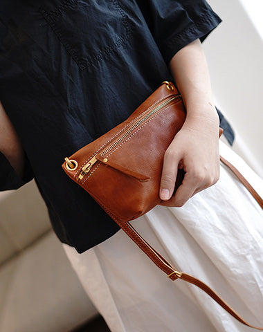 Brown Leather Small Shoulder Bag Trendy Women Brown Crossbody Purse for Women