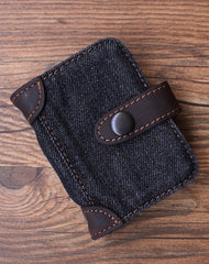 Black Denim Bifold Mens Card Wallet Denim Card Holders Card Wallet For Women