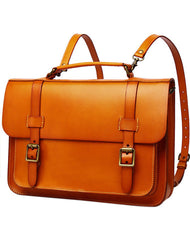 Men's Tan Leather Convertible Messenger Bag Backpack Stachel Bag For Men