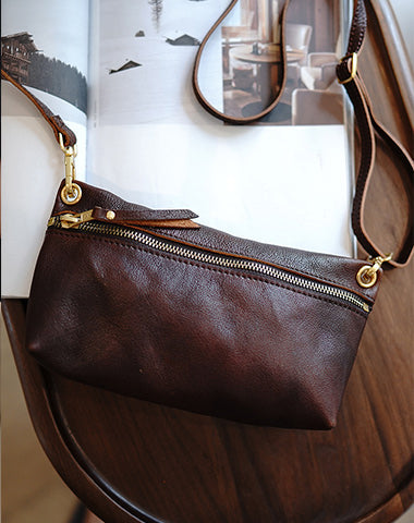 Coffee Leather Small Shoulder Bag Trendy Women Brown Crossbody Purse for Women